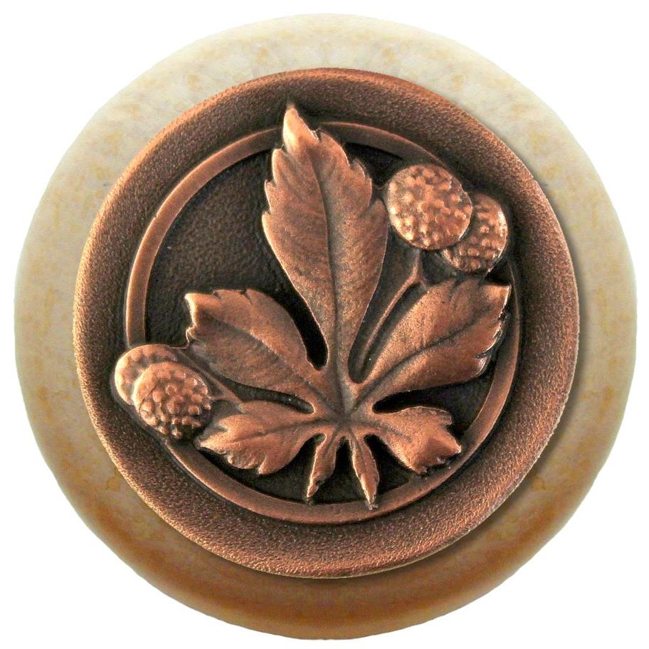 Notting Hill NHW-743N-AC Horse Chestnut Wood Knob in Antique Copper/Natural wood finish